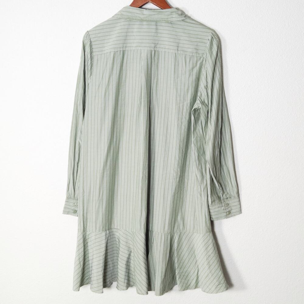 Tuckernuck Striped Shirt Dress Green Button Front Size L Coastal Grandma - Picture 2 of 6